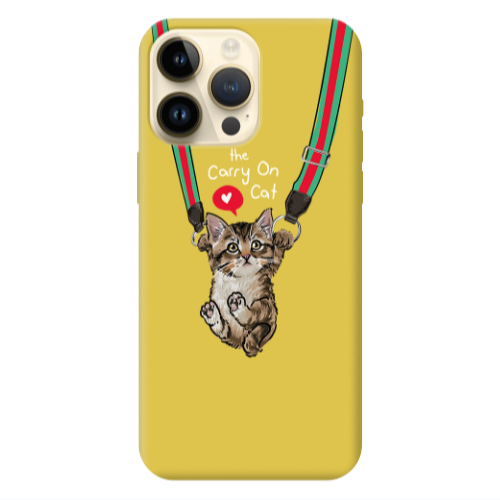 Apple iPhone 13 Pro Max Swinging cat Yellow Colored Silicone TPU Θήκη