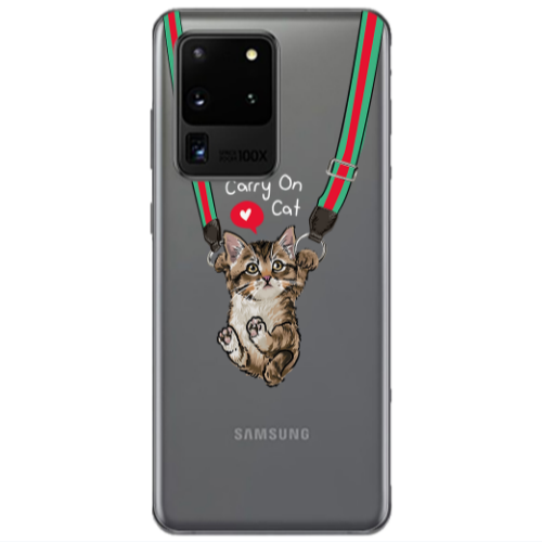 Samsung S20 Ultra Swinging cat Transparent Silicone TPU Θήκη