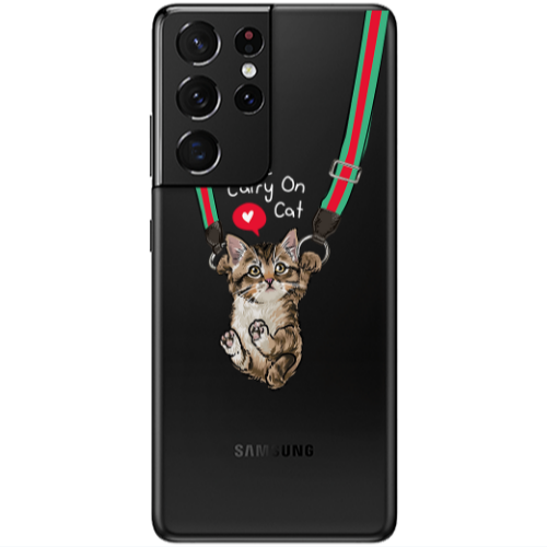 Samsung S21 Ultra Swinging cat Transparent Silicone TPU Θήκη