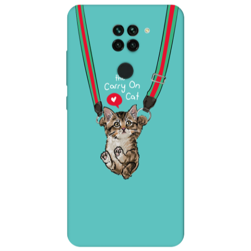 Xiaomi Redmi Note 9 Swinging cat Turquoise Colored Silicone TPU Θήκη