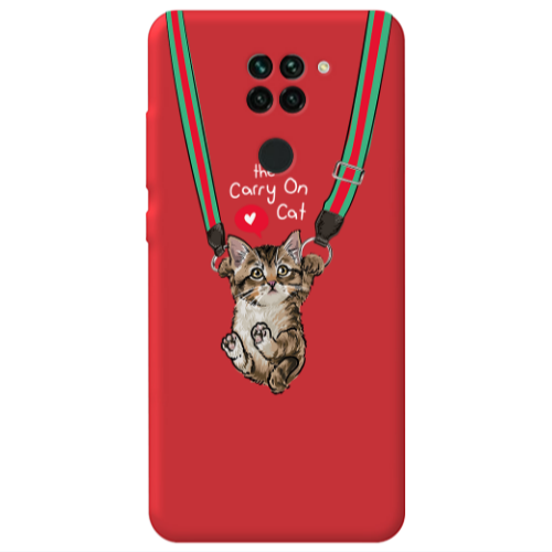 Xiaomi Redmi Note 9 Swinging cat Red Colored Silicone TPU Θήκη