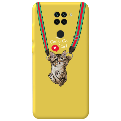 Xiaomi Redmi Note 9 Swinging cat Yellow Colored Silicone TPU Θήκη