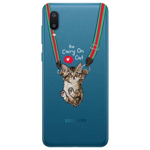 Samsung A02 Swinging cat Transparent Silicone TPU Θήκη