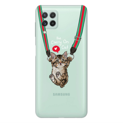 Samsung A22 4G Swinging cat Transparent Silicone TPU Θήκη