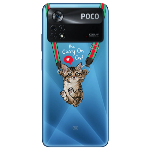 Xiaomi Poco X4 Pro Swinging cat Transparent Silicone TPU Θήκη