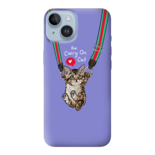 Apple iPhone 14  Swinging cat Purple Colored Silicone TPU Θήκη