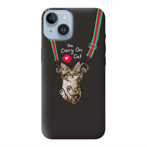 Apple iPhone 14 Plus Swinging cat Black Colored Silicone TPU Θήκη