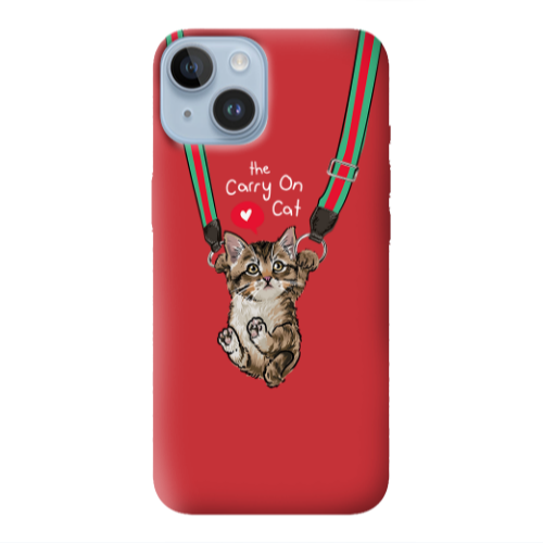 Apple iPhone 14 Plus Swinging cat Red Colored Silicone TPU Θήκη