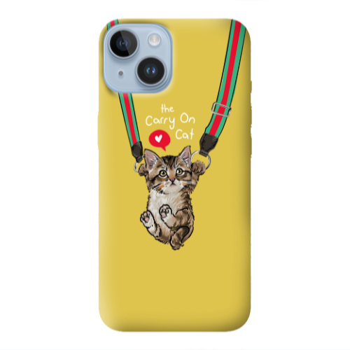 Apple iPhone 14 Plus Swinging cat Yellow Colored Silicone TPU Θήκη