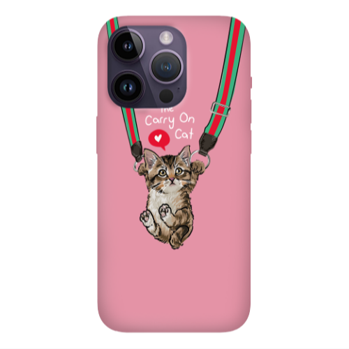 Apple iPhone 14 Pro  Swinging cat Pink Colored Silicone TPU Θήκη