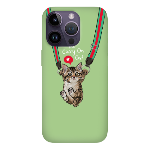 Apple iPhone 14 Pro Max Swinging cat Light Green Colored Silicone TPU Θήκη