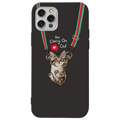 Apple iPhone 13 Pro Swinging cat Black Colored Silicone TPU Θήκη