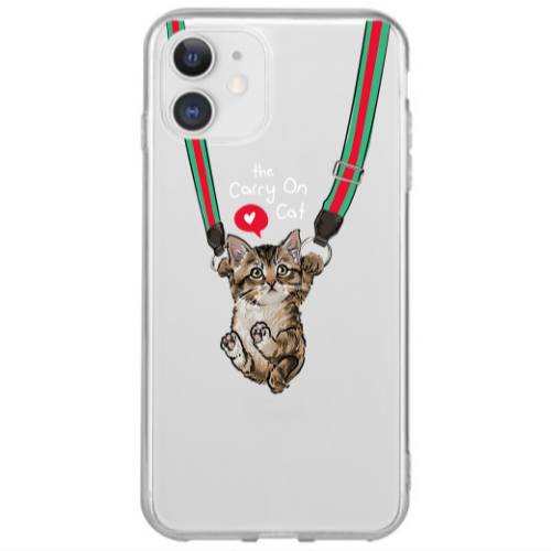 Apple iPhone 12 Mini Swinging cat Transparent Silicone TPU Θήκη