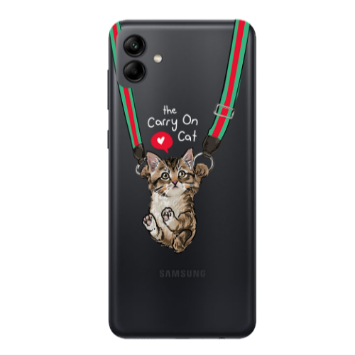 Samsung A04 Swinging cat Transparent Silicone TPU Θήκη