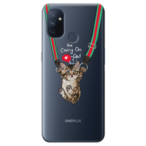 Oneplus Nord 100 Swinging cat Transparent Silicone TPU Θήκη