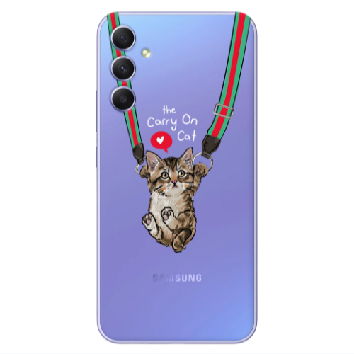 Samsung A34 Swinging cat Transparent Silicone TPU Θήκη