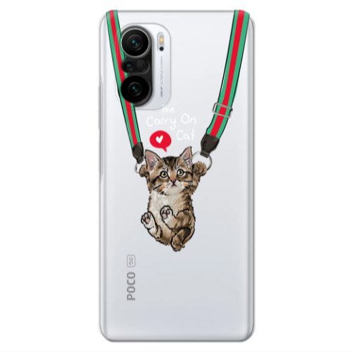 Xiaomi Poco F3 Swinging cat Transparent Silicone TPU Θήκη