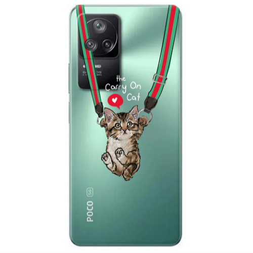 Xiaomi Poco F4 Swinging cat Transparent Silicone TPU Θήκη