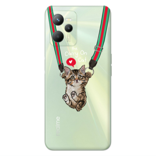 Realme C35 Swinging cat Transparent Silicone TPU Θήκη