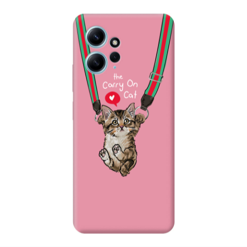 Xiaomi Redmi Note 12 4G Swinging cat Pink Colored Silicone TPU Θήκη