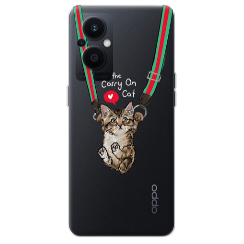 Oppo Reno 7 Lite Swinging cat Transparent Silicone TPU Θήκη