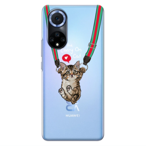 Huawei Nova 9 Swinging cat Transparent Silicone TPU Θήκη