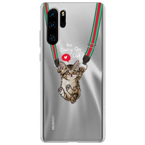 Huawei P30 Pro Swinging cat Transparent Silicone TPU Θήκη