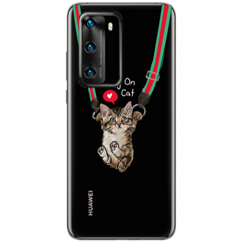 Huawei P40 Swinging cat Transparent Silicone TPU Θήκη