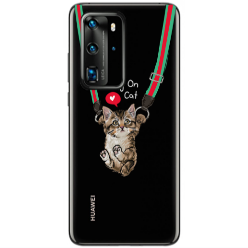 Huawei P40 Pro Swinging cat Transparent Silicone TPU Θήκη
