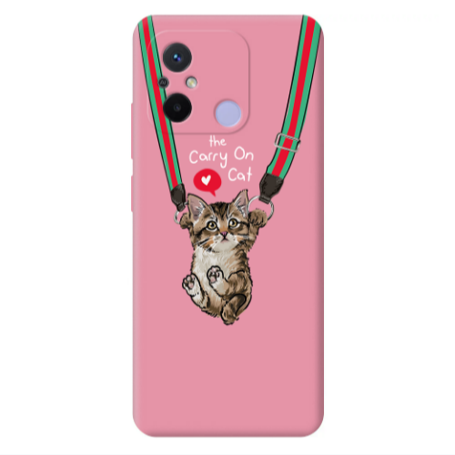 Xiaomi Redmi 12C Swinging cat Pink Colored Silicone TPU Θήκη