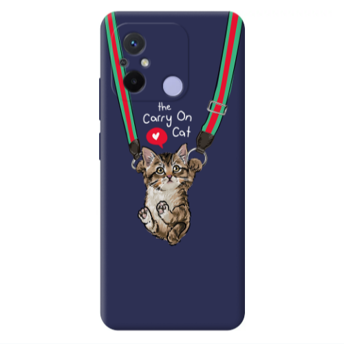 Xiaomi Redmi 12C Swinging cat Dark blue Colored Silicone TPU Θήκη
