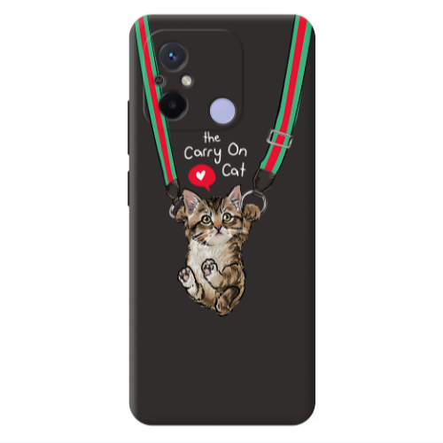 Xiaomi Redmi 12C Swinging cat Black Colored Silicone TPU Θήκη