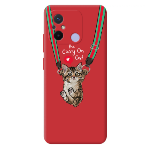 Xiaomi Redmi 12C Swinging cat Red Colored Silicone TPU Θήκη