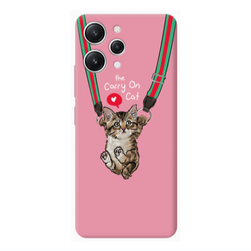 Xiaomi Redmi 12 Swinging cat Pink Colored Silicone TPU Θήκη