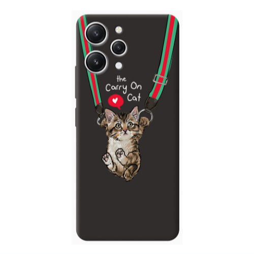 Xiaomi Redmi 12 Swinging cat Black Colored Silicone TPU Θήκη