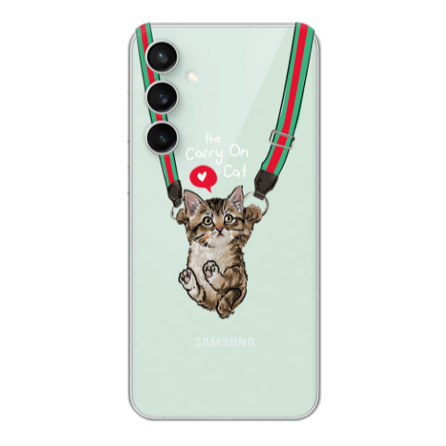 Samsung S23FE Swinging cat Transparent Silicone TPU Θήκη
