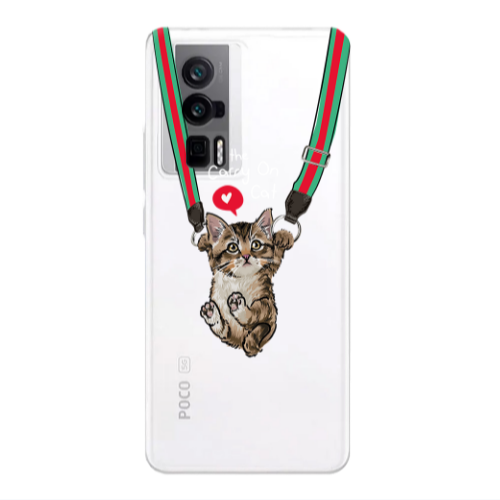 Xiaomi Poco F5 Pro Swinging cat Transparent Silicone TPU Θήκη