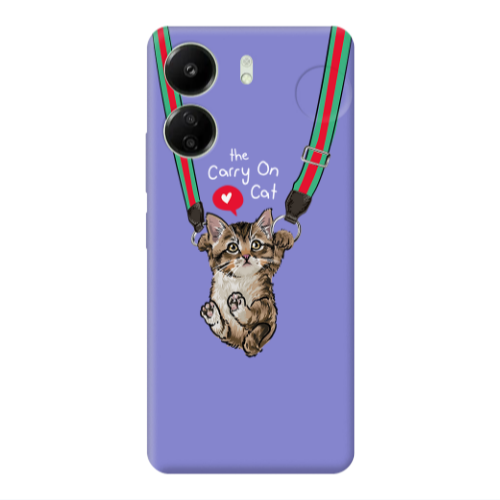 Xiaomi Redmi 13C Swinging cat Purple Colored Silicone TPU Θήκη