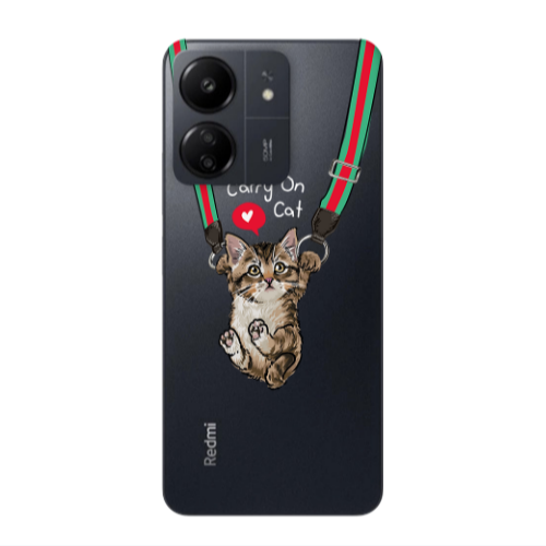 Xiaomi Redmi 13C Swinging cat Transparent Silicone TPU Θήκη