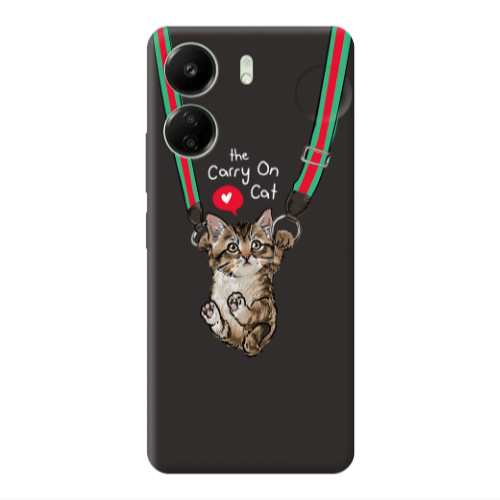 Xiaomi Redmi 13C Swinging cat Black Colored Silicone TPU Θήκη