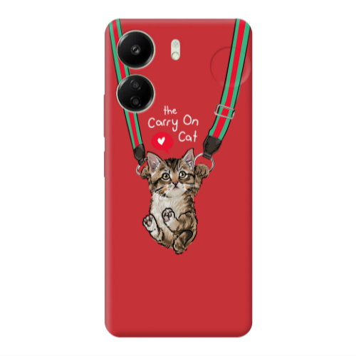 Xiaomi Redmi 13C Swinging cat Red Colored Silicone TPU Θήκη