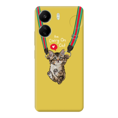 Xiaomi Redmi 13C Swinging cat Yellow Colored Silicone TPU Θήκη