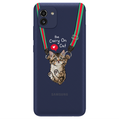 Samsung A03 Swinging cat Transparent Silicone TPU Θήκη