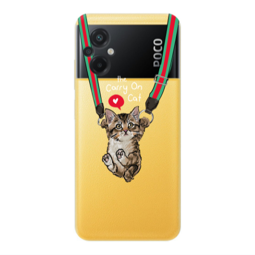 Xiaomi Poco M5 Swinging cat Transparent Silicone TPU Θήκη