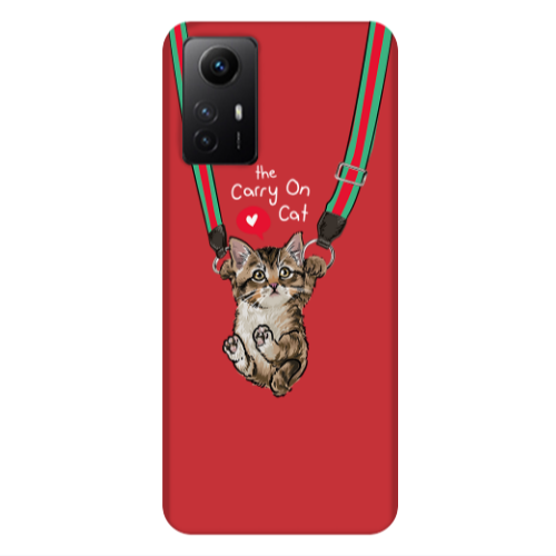 Xiaomi Redmi Note 12s Swinging cat Red Colored Silicone TPU Θήκη