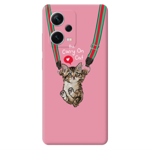 Xiaomi Poco X5 Swinging cat Pink Colored Silicone TPU Θήκη