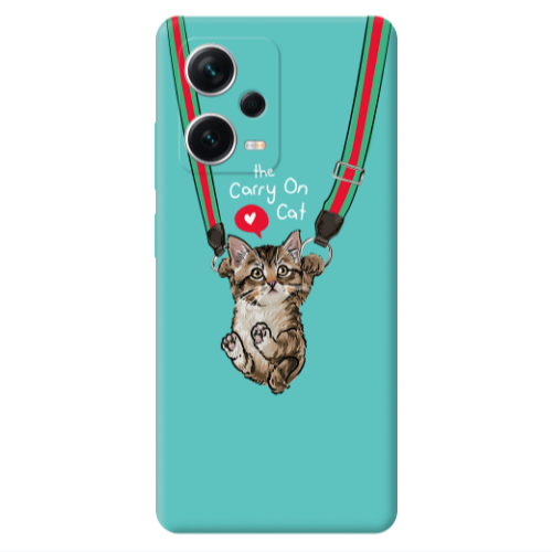 Xiaomi Poco X5 Swinging cat Turquoise Colored Silicone TPU Θήκη