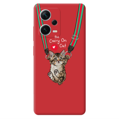 Xiaomi Poco X5 Swinging cat Red Colored Silicone TPU Θήκη