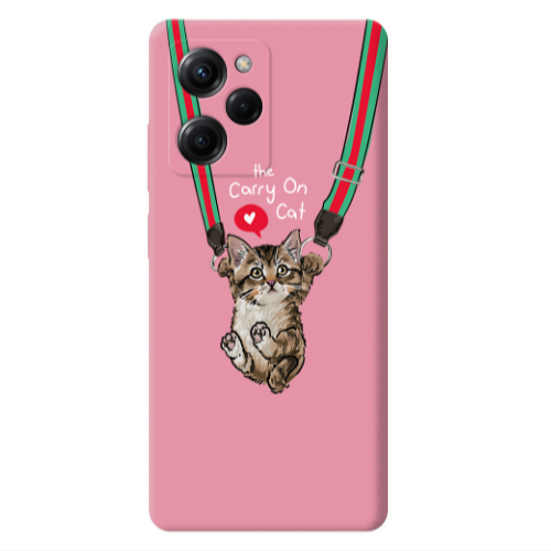 Xiaomi Poco X5 Pro Swinging cat Pink Colored Silicone TPU Θήκη