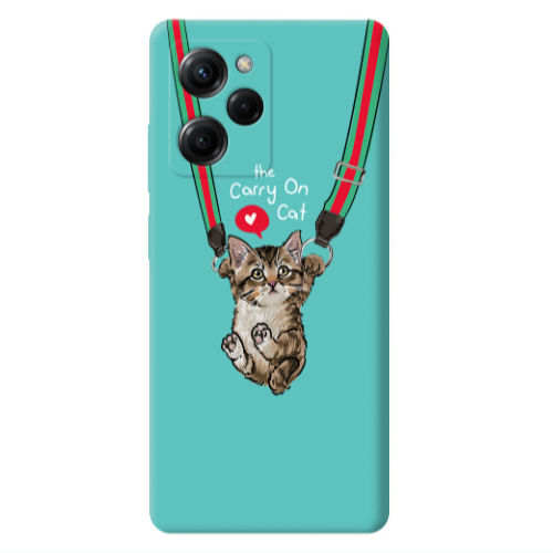 Xiaomi Poco X5 Pro Swinging cat Turquoise Colored Silicone TPU Θήκη